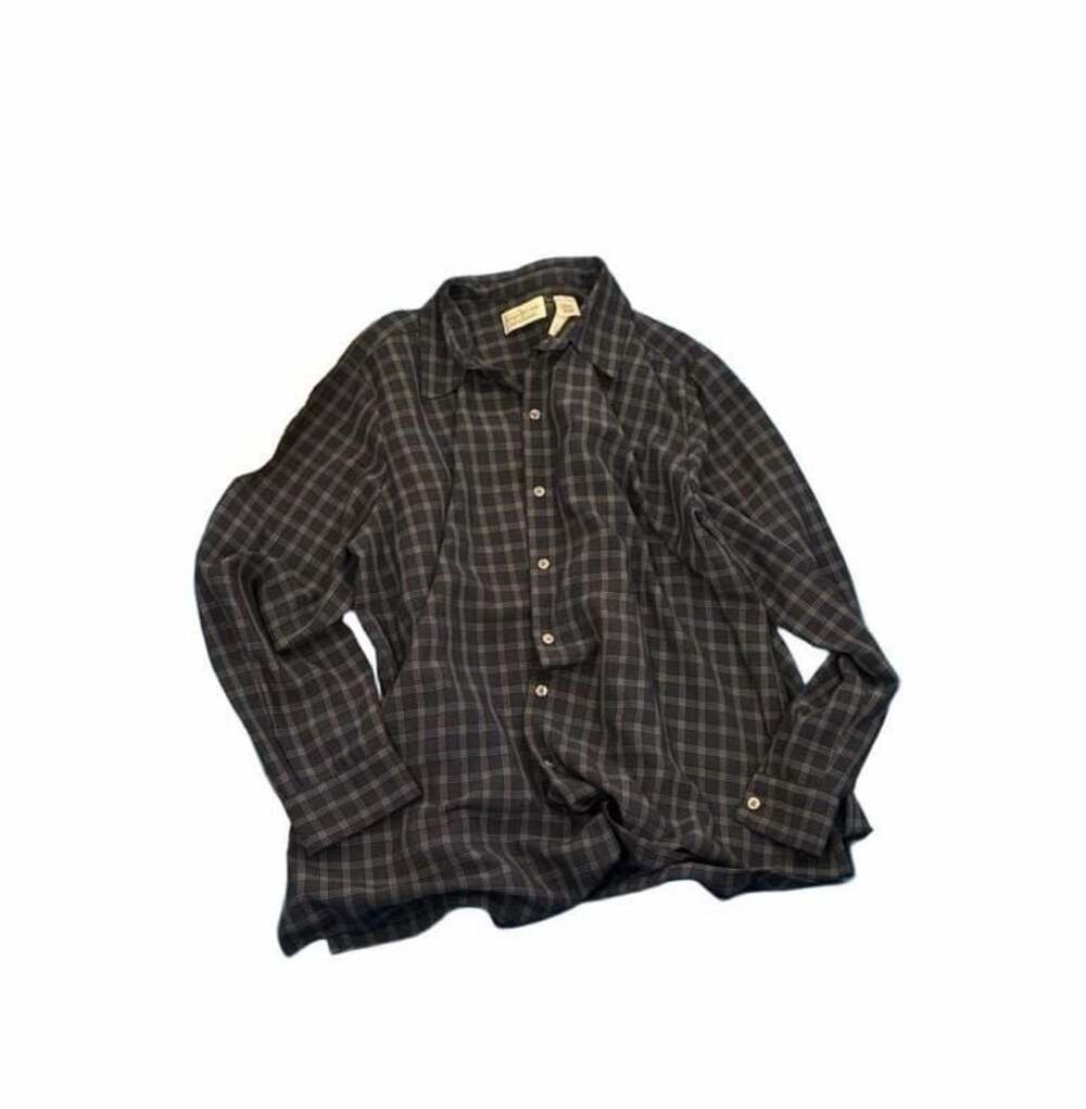 Villager Signature A Liz Claiborne Company Plaid Long Sleeve Button Up Shirt Siz
